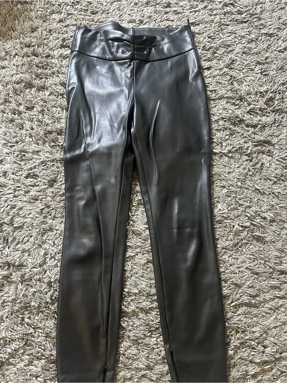 Zara Faux Leather High-Waist Leggings - Black